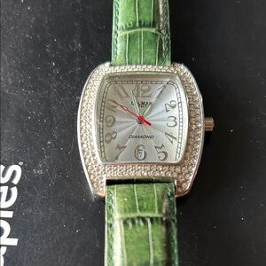 Women's Green Watch with Silver Accents